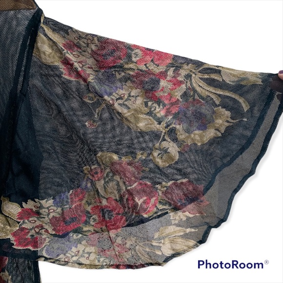 ASOS Maxi Mesh Evening Gown Dramatic Floral Print Bias Cut Trumpet Skirt 16 - Picture 7 of 7